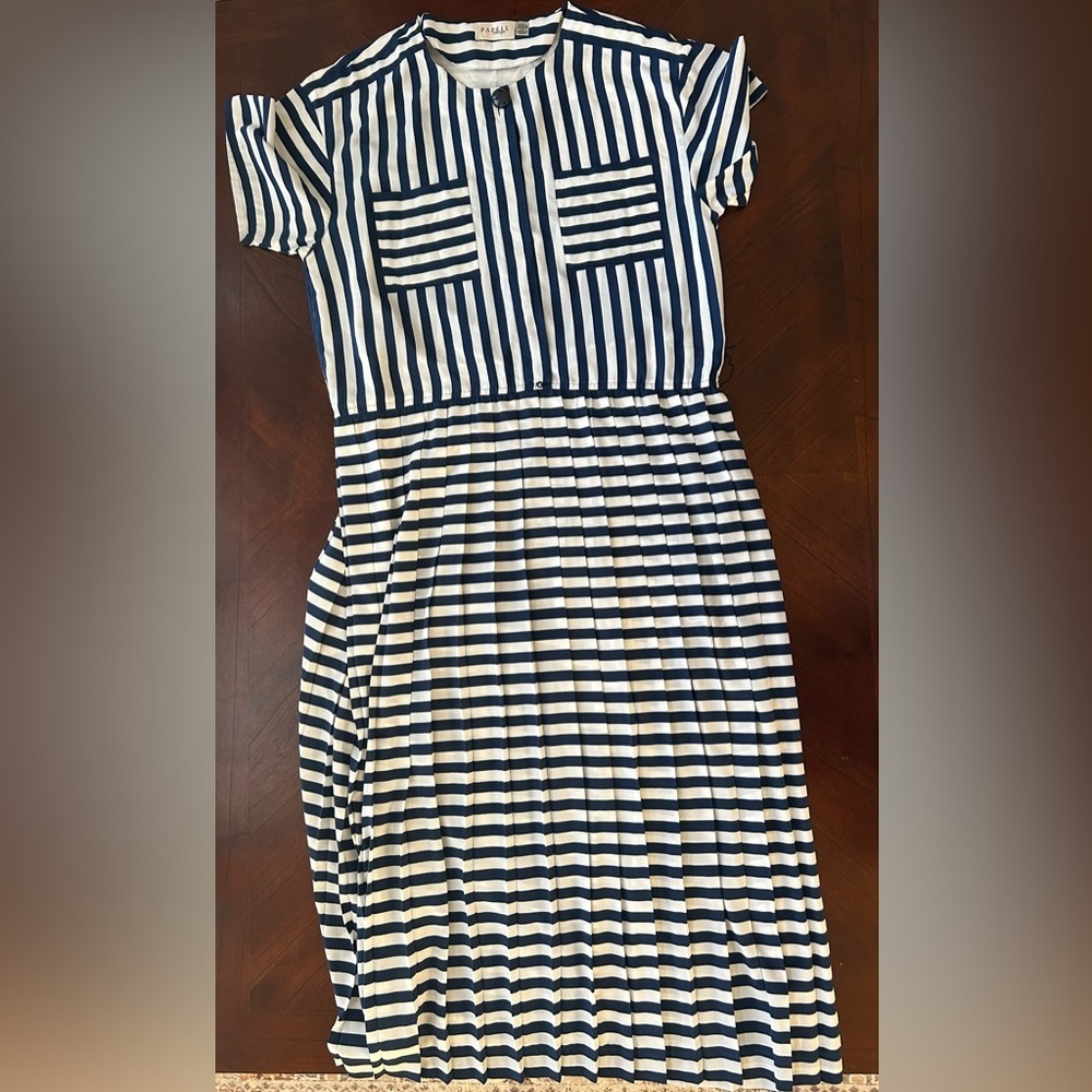 Papell Boutique Navy and White Striped women’s  Dress